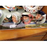 Four Royal Doulton character jugs to include 'The Lawyer', 'Capt Ahab',