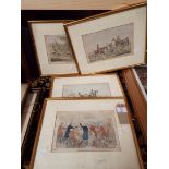 A set of four handcoloured fox-hunting engravings to include H.