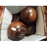 A set of early 20thC Iignum vitae bowling woods