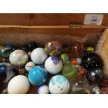 A box of assorted vintage marbles