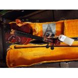 A 20thC students Swallow violin complete with bow and case