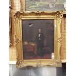 A 19thC oil on canvas full length portrait of a gentleman in interior scene,