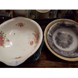 Four large china wash bowls