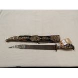 A Roman style short sword having ornate grip and scabbard with double eagle head mounts