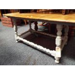 A Elm topped coffee table the base painted grey