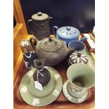 A selection of Wedgwood Jasperware and Basalt-ware to include tea-pot,