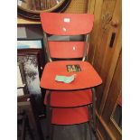 Three 1950s/60's chrome and red Formica kitchen chairs