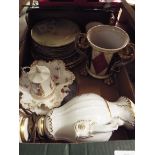 A mixed selection of china to include collectors plates, continental plates, lamp Sevres style,