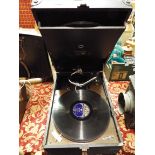 A cased "His Masters Voice " wind up gramophone