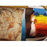 Two tubes of assorted limited edition and open edition prints to include THOMAS KINKADE, figural,