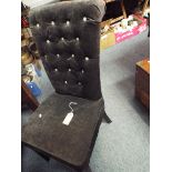 A black crush velvet diamante stone set bedroom chair