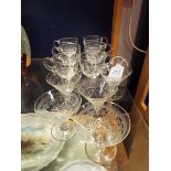 A set of six Stuart crystal facet cut custard cups