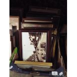 A box of assorted pictures and prints to include photograph reprints of local scenes, poems,