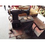 A Wheeler & Wilson boot makers sewing table with machine