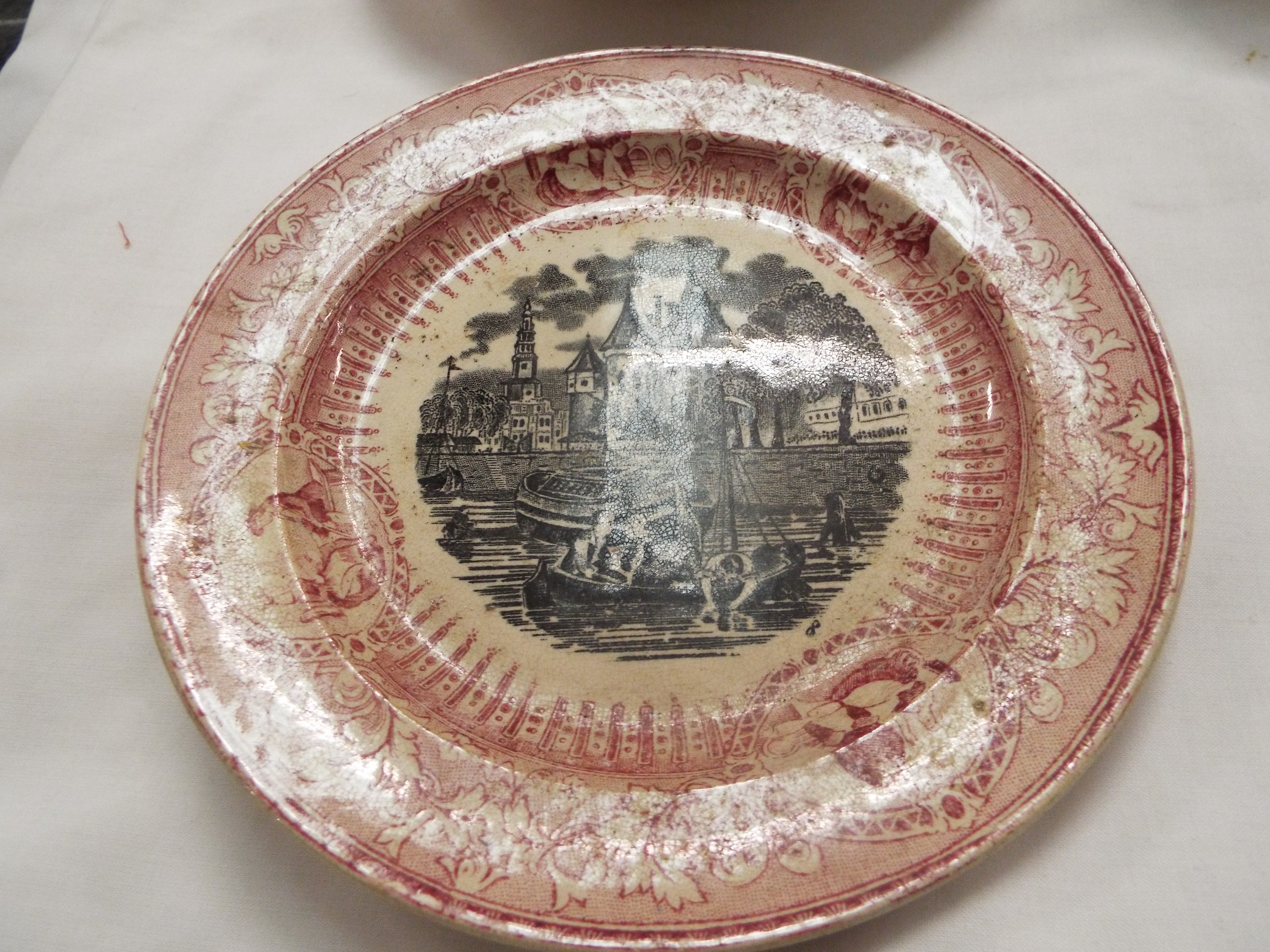 An antique 'God Speed the Plough' farmer's loving cup, lusterware dish, posy vase (possibly Minton), - Image 11 of 13