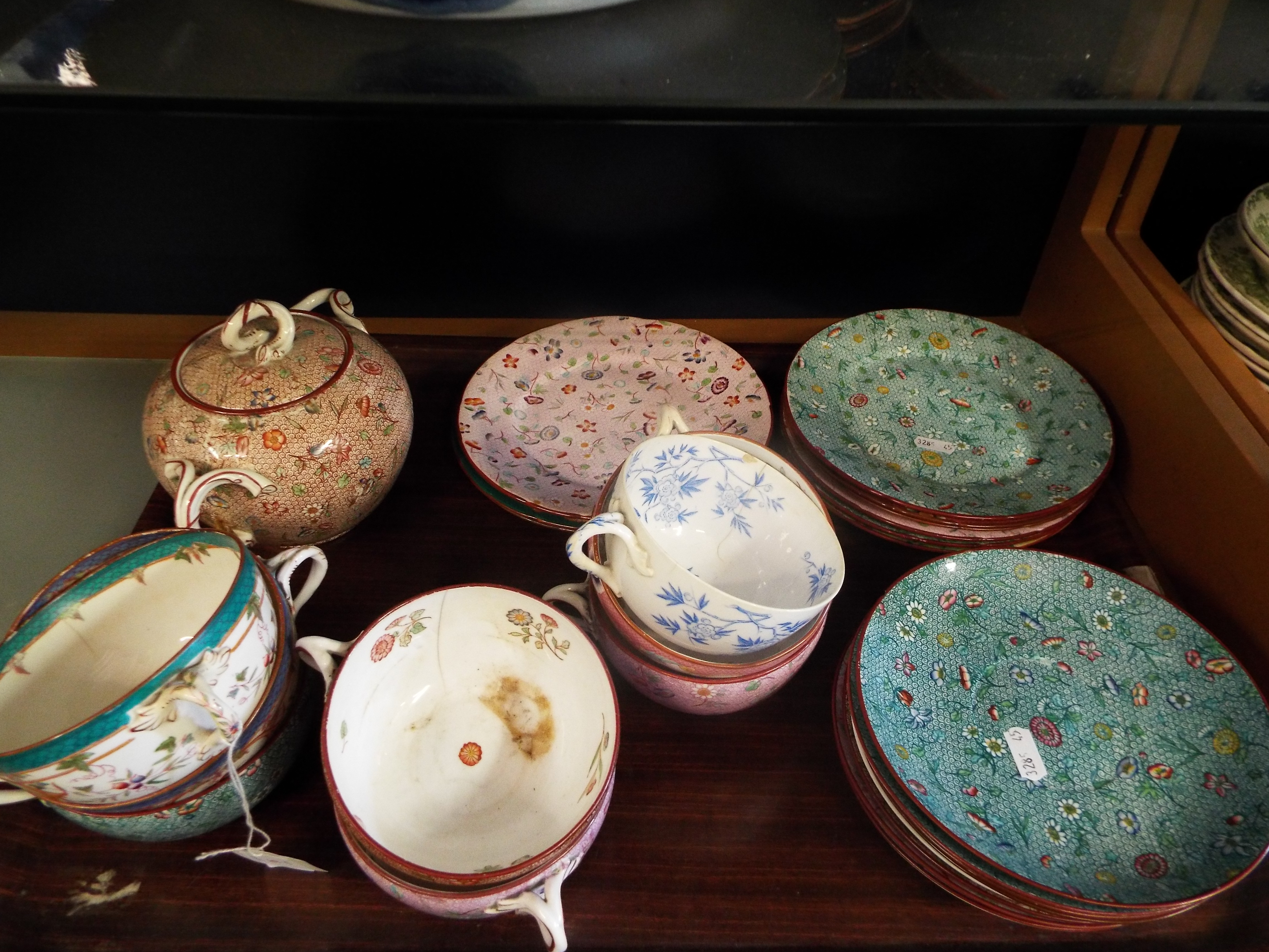 A selection of French 'Chintz' china tea-ware A/F