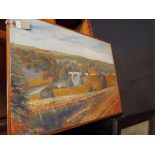 PHIL CLARK oil on canvas laid to board landscape titled 'Teston Bridge, Maidstone',