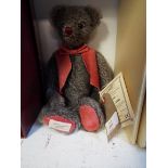 A Deans Rag Book Company limited edition teddy bear 'Elmer' 38 of 1000 in grey mohair with red