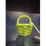 A Rye Pottery green glazed woven trug,