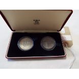 A cased pair of uncirculated 1937 & 1938 925 silver crowns