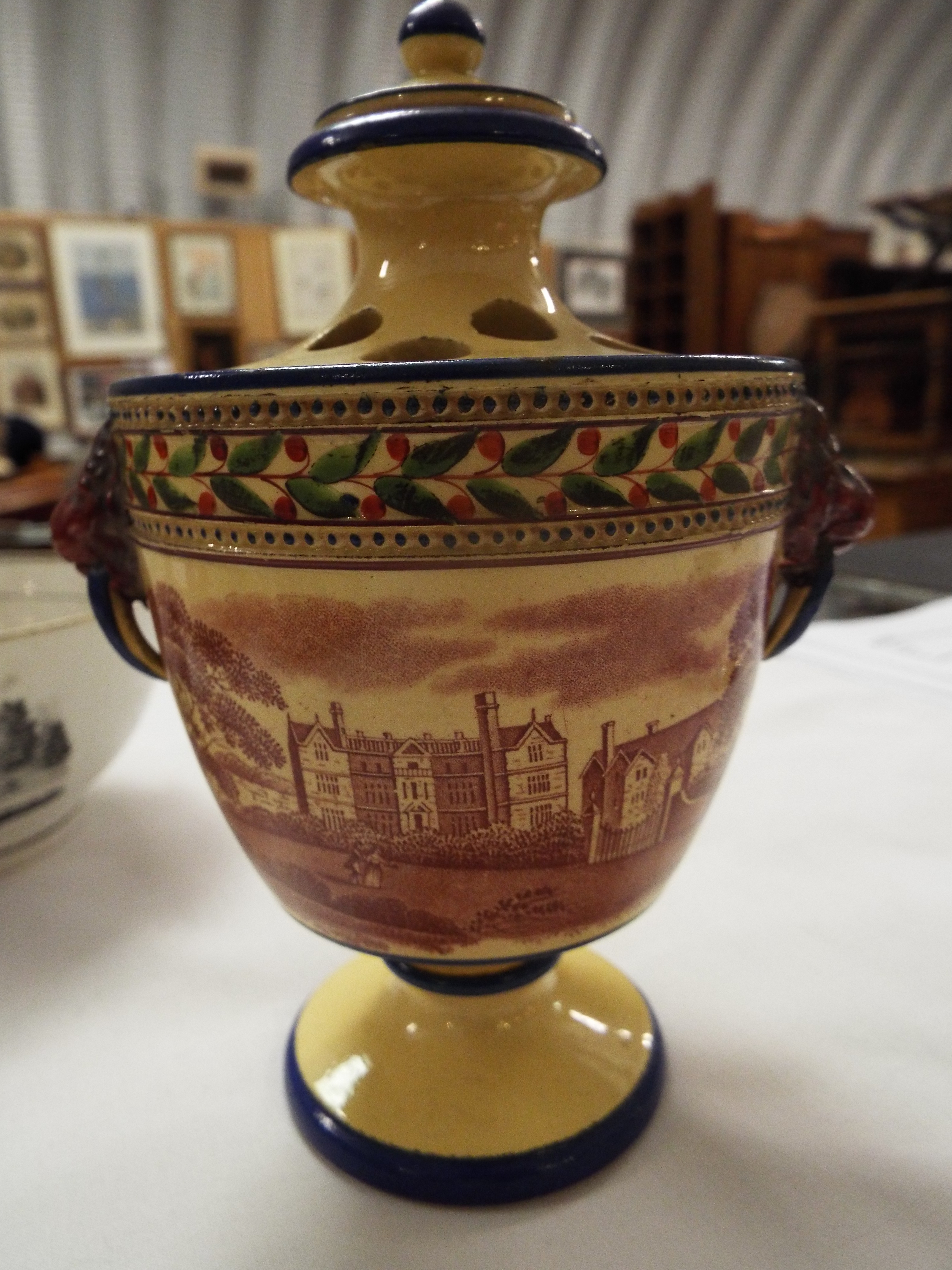 An antique 'God Speed the Plough' farmer's loving cup, lusterware dish, posy vase (possibly Minton), - Image 13 of 13