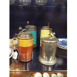 Three antique stoneware and pewter steins and a pewter tankard