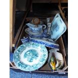 A mixed selection of china to include French plates, honey-pot,