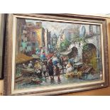 A 20thC impressionistic oil on canvas view of a continental street scene,