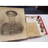 A group of WWI medals to Cpl W Spooncer 18206 Lincolnshire Regiment to include George V