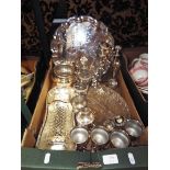 A selection of silver-plated ware to include rose bowl, trays,