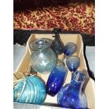 A mixed selection of glass items to include goblets, vases,