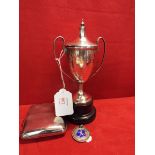 A silver trophy cup for the Henry Rowe Challenge, awarded to 'A.