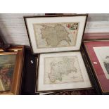 Four antique handcoloured maps; Yorkshire, Middlesex,