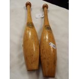 A pair of Spalding Gold Medal Model B 1/2lb juggling clubs