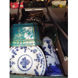 A selection of Victorian ceramics to include a Majolica serving dish, green leaf dish,