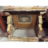 A 19thC giltwood console table base of scrolling acanthus carved form (A/F)