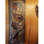 A 1960s/70s hand painted contemporary copper panel depicting abstract figures