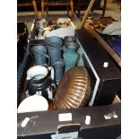 Miscellaneous items to include French pewter measures, a Victorian Greek design jug, Wedgwood urn,