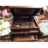 A late Victorian mahogany specimen chest of six graduated drawer housing engineer's tools to