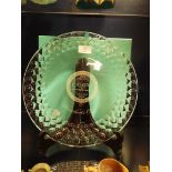 A Tiffany & Co glass commemorative cake plate inscribed '20th Anniversary Regent Seven Seas Cruises,