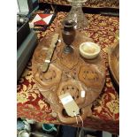 A selection of treen to include small bowl, pierced and carved tray,