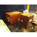 A George III Kingswood two section tea caddy together with a later oak single caddy