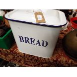 A vintage enamelled bread bin