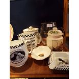 A small selection of china to include 'Black & White' Scotch Whisky jugs and ashtray,