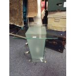 A contemporary frosted glass square occasional table with interior light