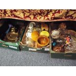 Three boxes of assorted china and glass etc