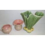 Shorter & Sons milk jug and sugar bowl and Shorter & Sons flared flower vase (297)