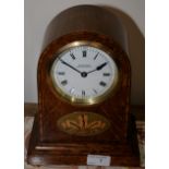 Oak cased mantel clock with white enamel dial W.