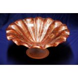 Late 20th C large Murano style bowl with tortoiseshell marbled effect pattern on petal shaped and