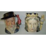 Two limited edition Royal Doulton charactor jugs 'Queen Victoria' D6788 & 'Sir Walter Raleigh'